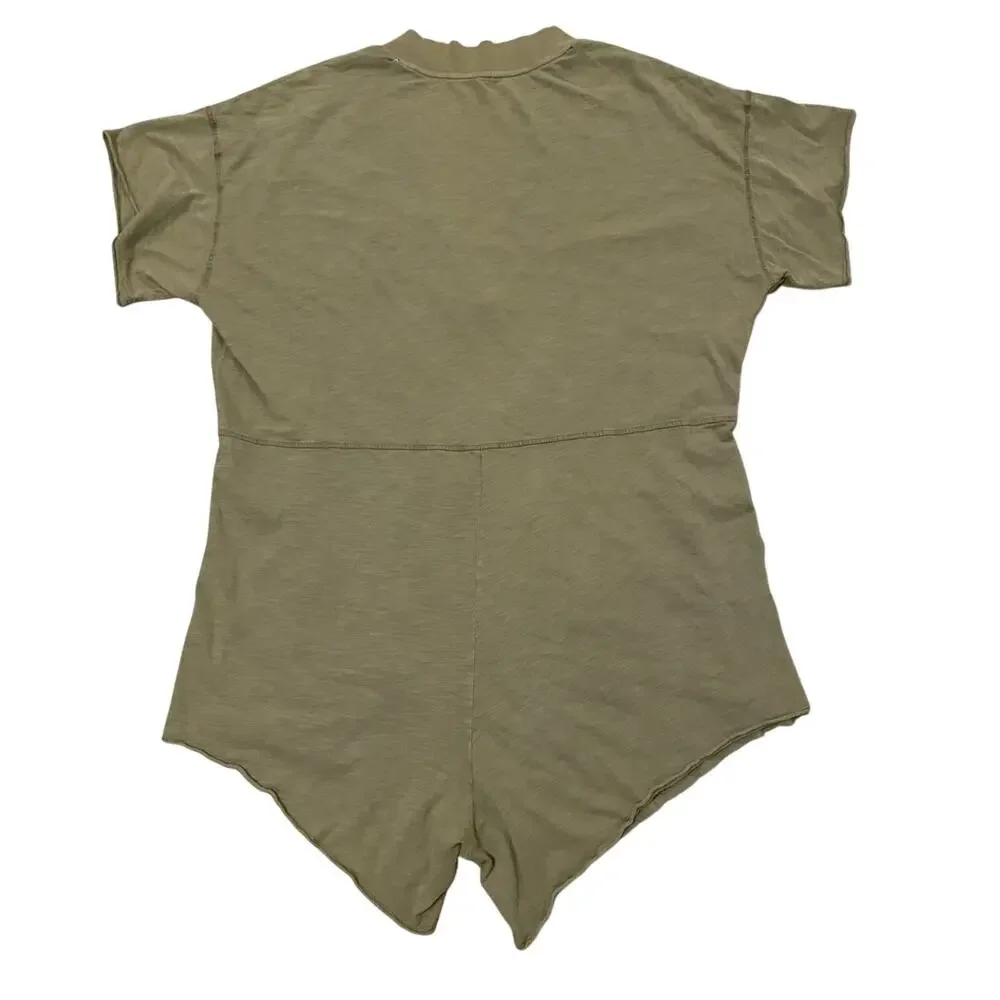 Free People Intimately Why‎ Not Romper M Green Oversized Boho Lounge Beach